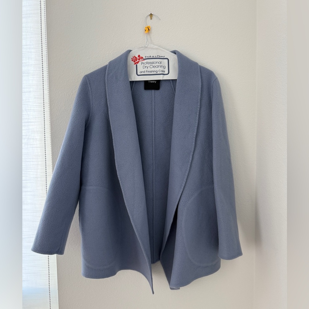 Theory Shawl Sileena Winsome 2 Wool Coat in Blue. Sz M. Great Condition!